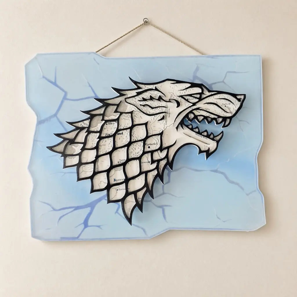 DIREWOLF ON ICE CUSTOM ACRYLIC ART